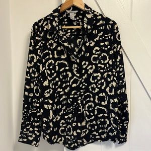 H&M Patterned Black Dress Blouse- size 8